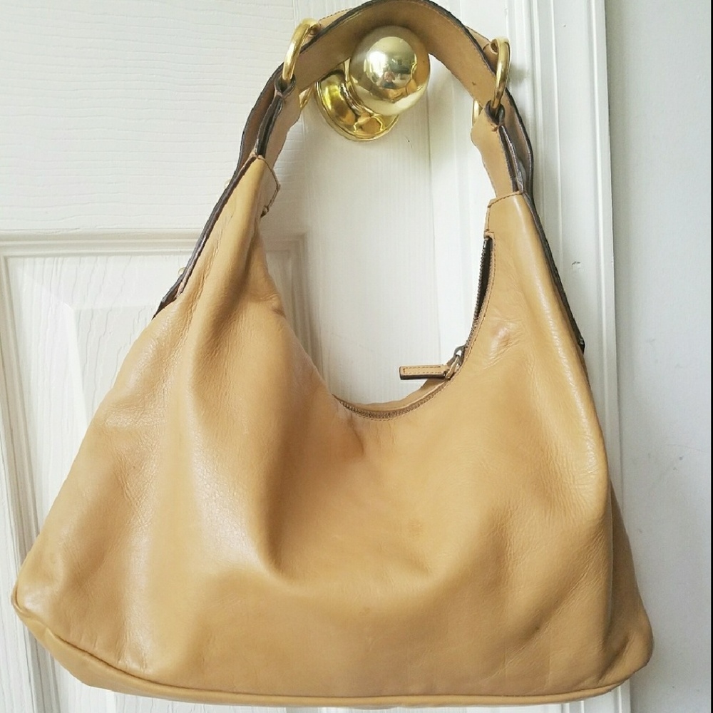 Authentic Gucci Tan Leather Hobo Horsebit Bag